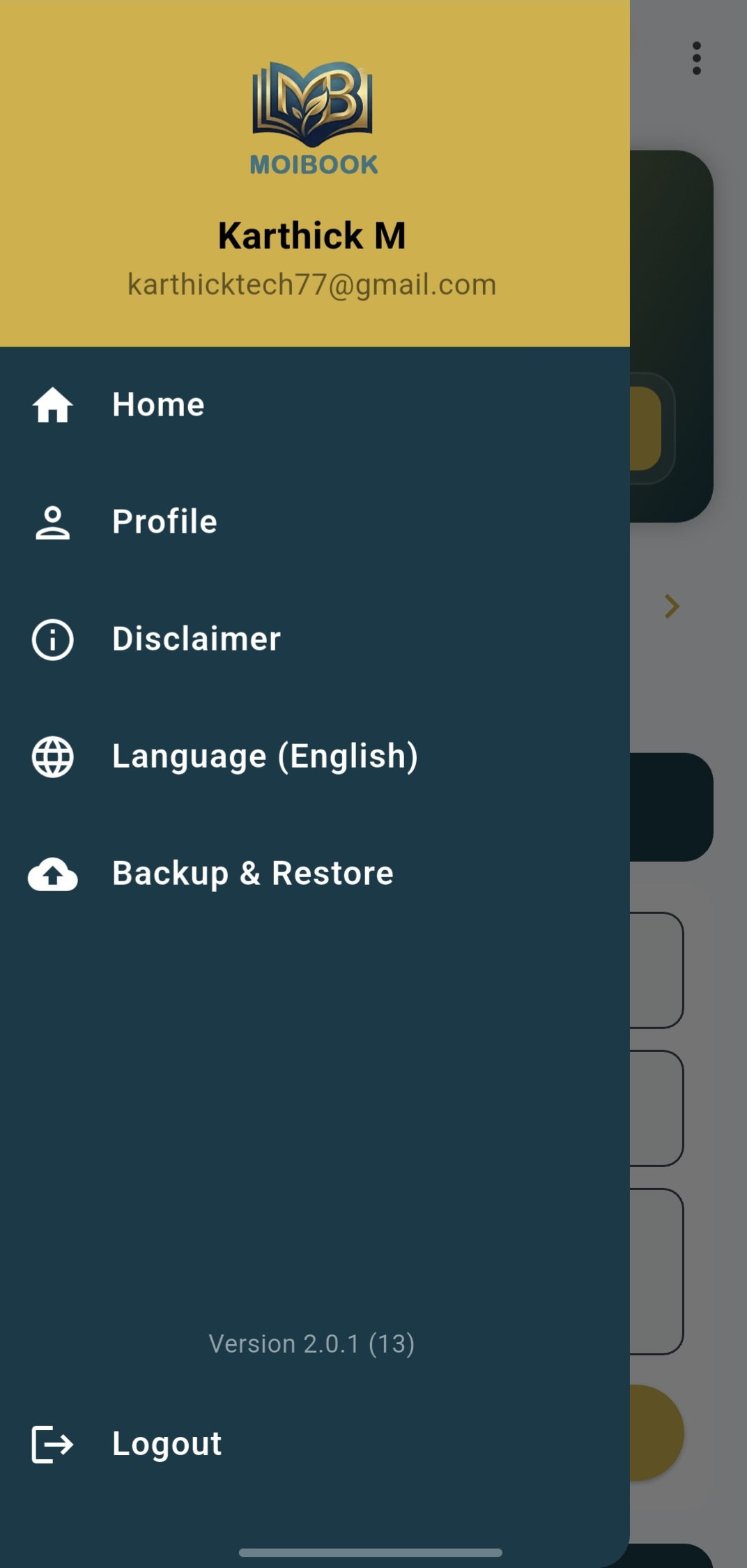 MoiNoteBook App Screenshot - Gift Tracking